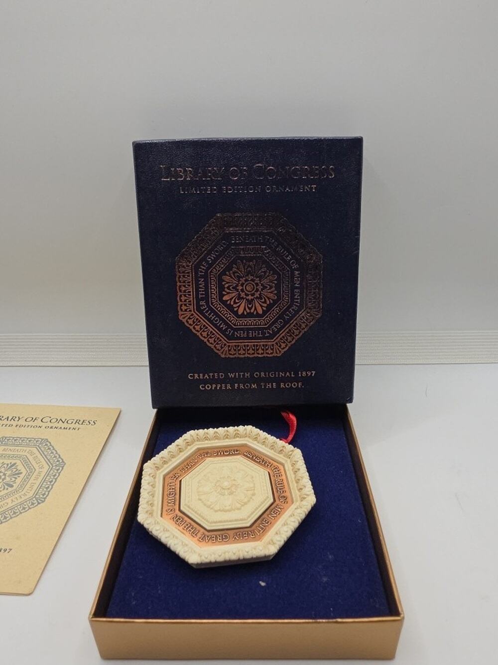 Library Of Congress 1997 LE Ornament With Copper From Roof Of Library Circ 1897